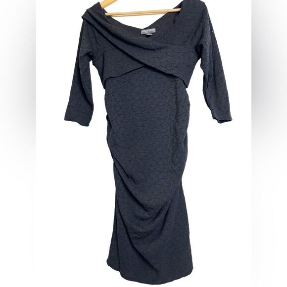 A Pea In The Pod Maternity Dress Black Floral Sz M - Picture 5 of 7